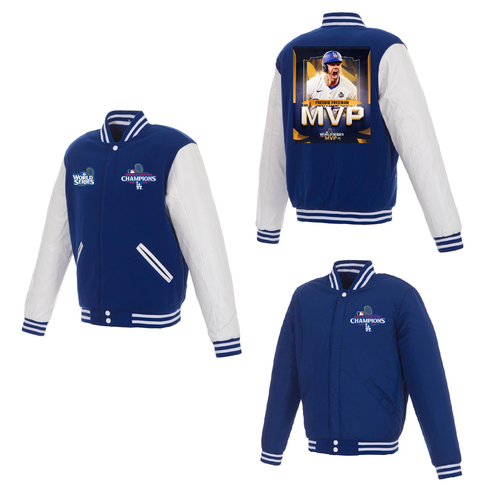 Men Los Angeles Dodgers #5 Freeman 2024 MLB World Series Champions blue Jacket style 8->mlb jacket->Sports Accessory